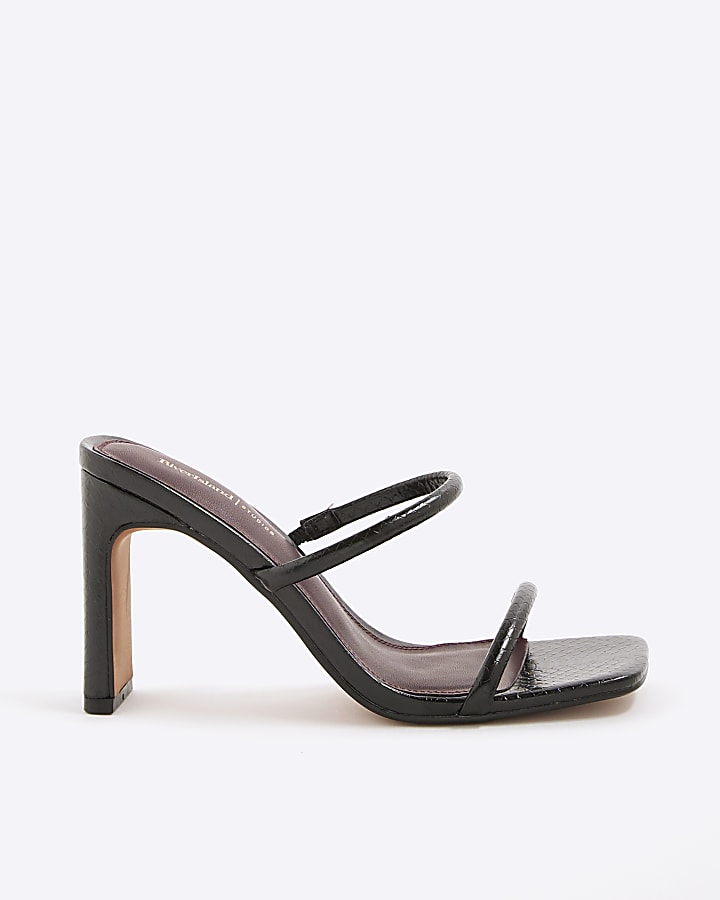 Black Double Strap Mule Sandals