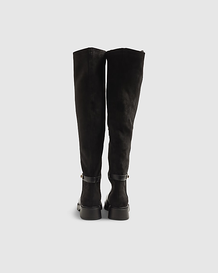 Black Flat Over the knee Riding Boots