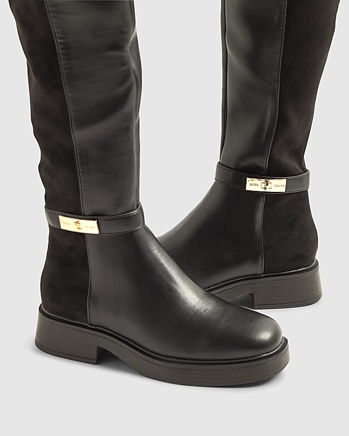 Black Flat Over the knee Riding Boots