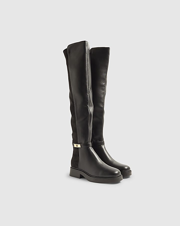 Black Flat Over the knee Riding Boots