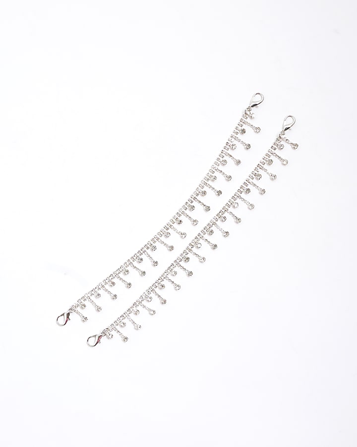 Silver Diamante Chain Shoe Straps
