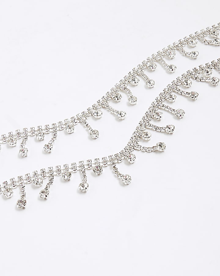 Silver Diamante Chain Shoe Straps