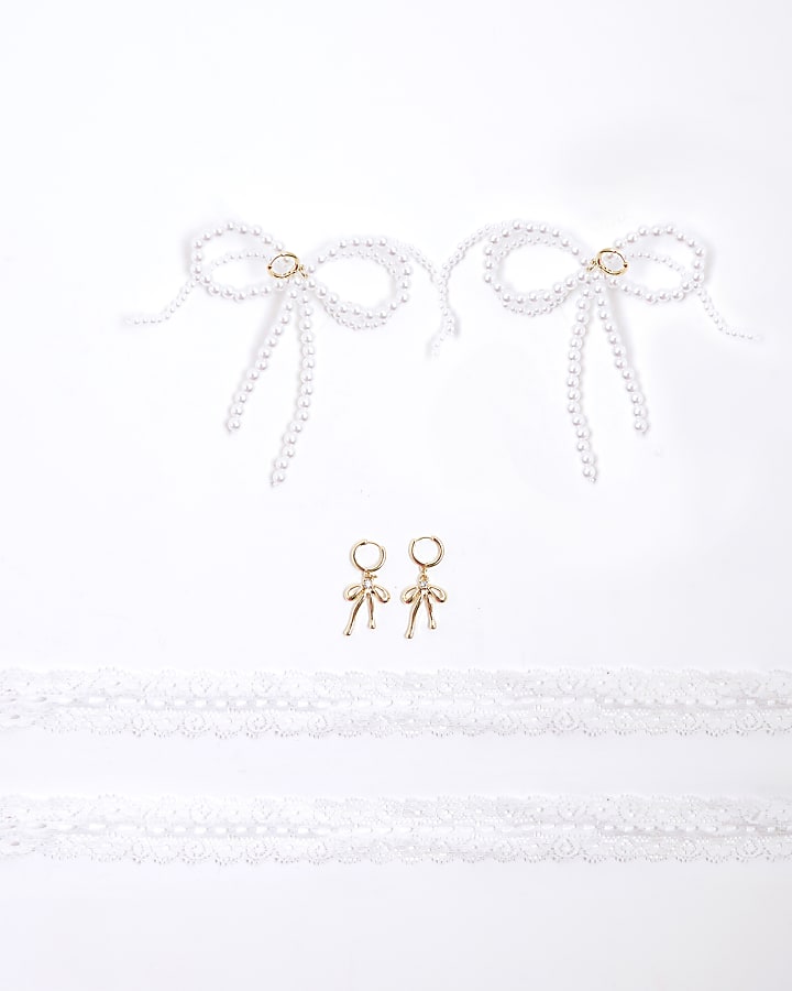 White Pearl Bow Laces