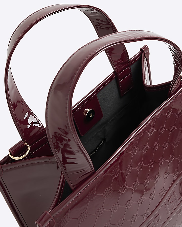 Red RI Embossed RI Monogram Tote Bag