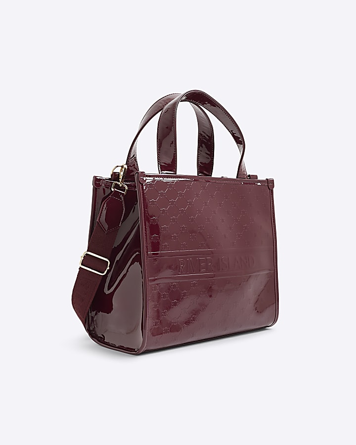 Red RI Embossed RI Monogram Tote Bag
