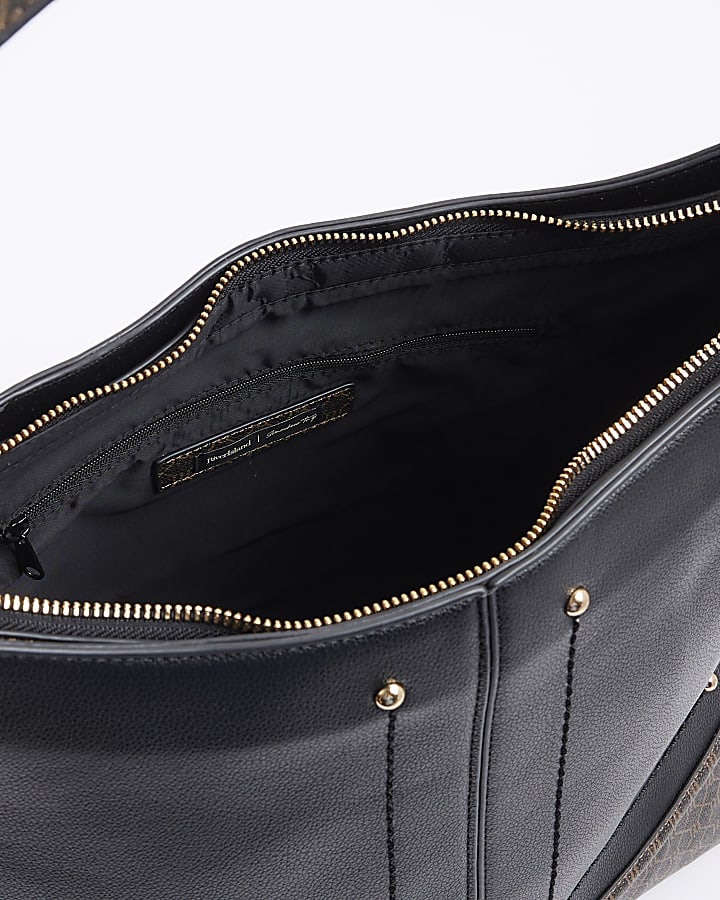 Black Curve Top Charm Shoulder Bag
