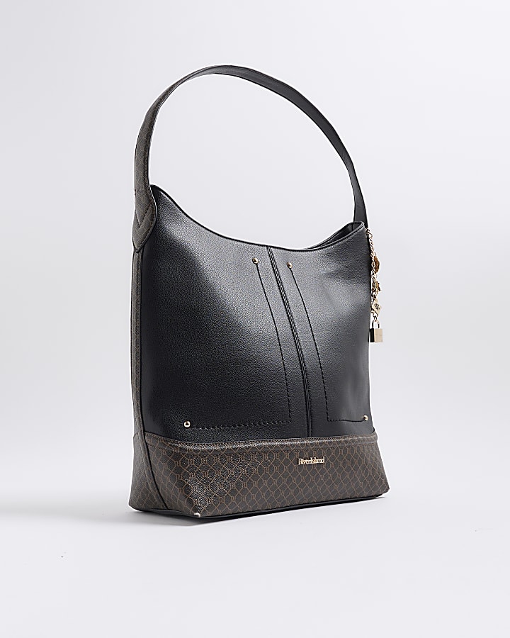 Black Curve Top Charm Shoulder Bag