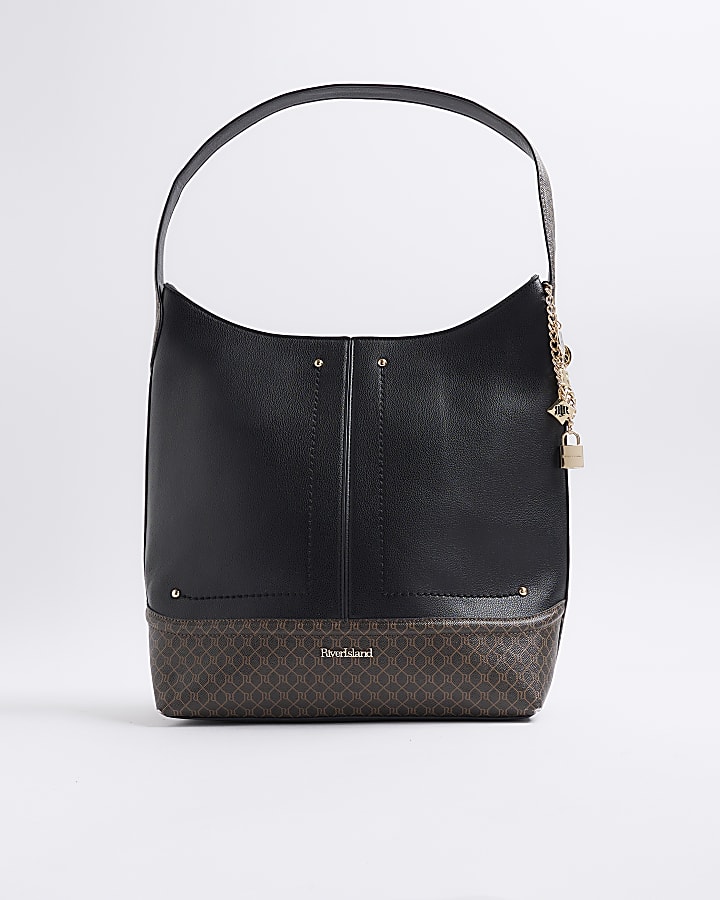 Black Curve Top Charm Shoulder Bag