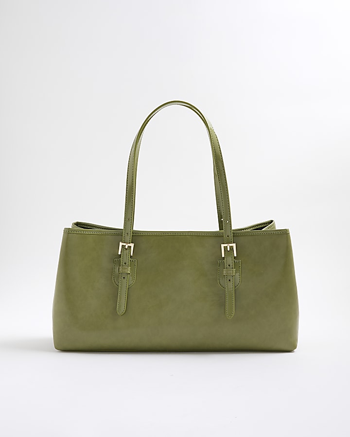 Green Buckle Shopper Bag