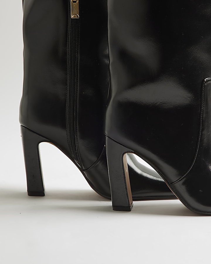 Black Chisel Toe High Leg Boots