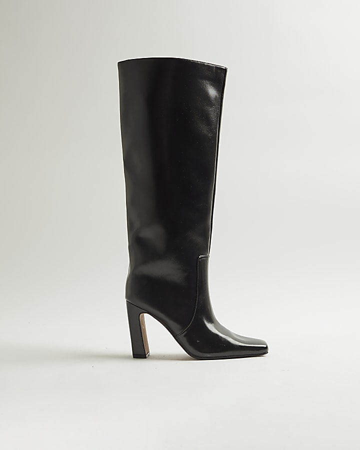 Black Chisel Toe High Leg Boots