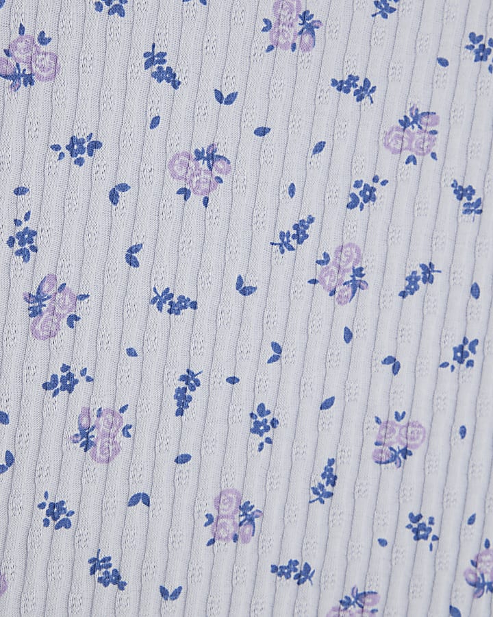 Blue Ditsy Floral Pointelle Pyjama Set