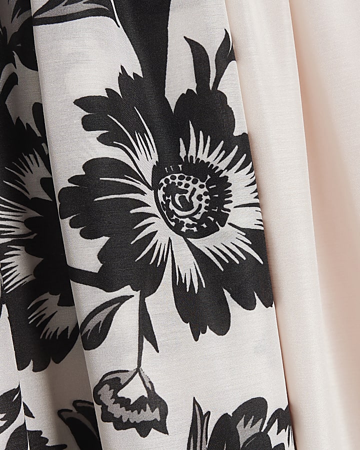 Cream Floral Beach Maxi Skirt