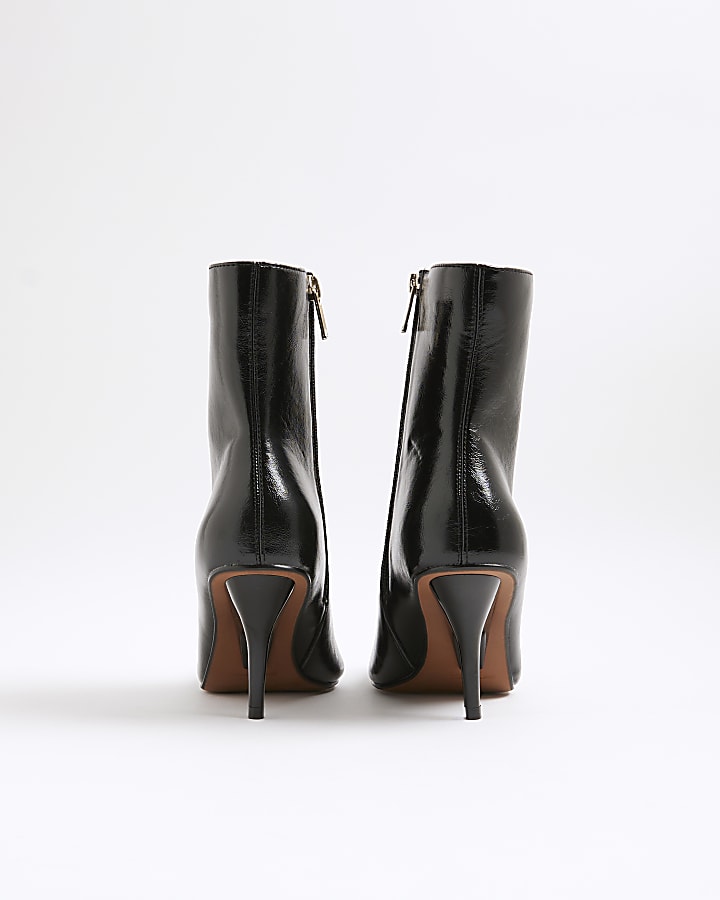 Black Pointed Toe Stiletto Ankle Boots