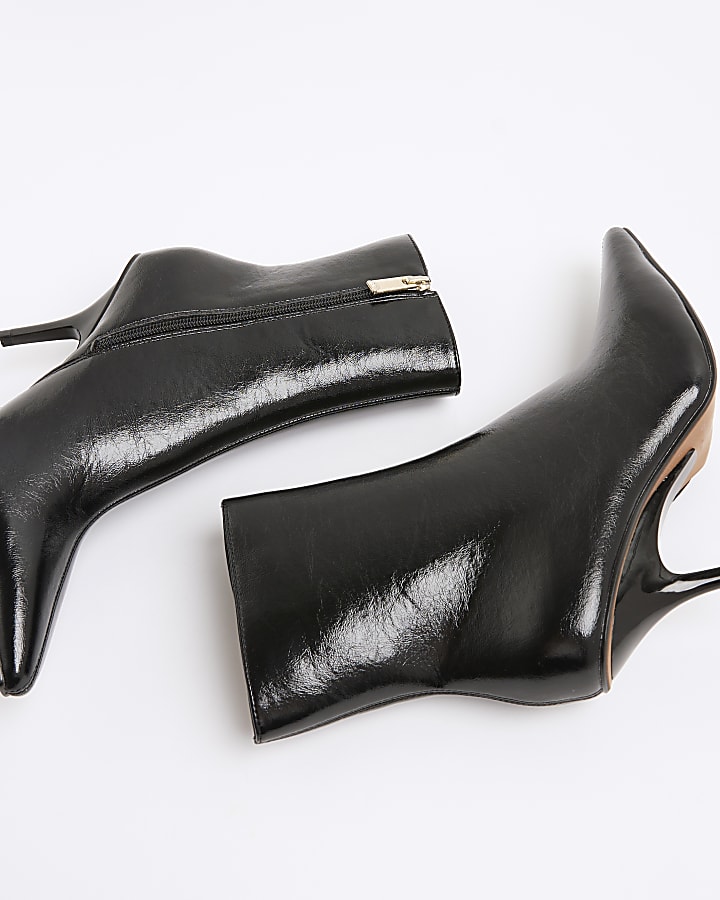 Black Pointed Toe Stiletto Ankle Boots