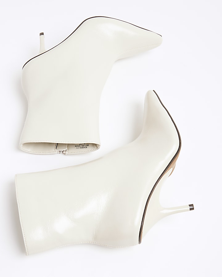 White Pointed Toe Stiletto Ankle Boots