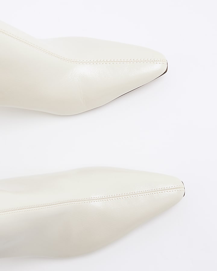 White Pointed Toe Stiletto Ankle Boots