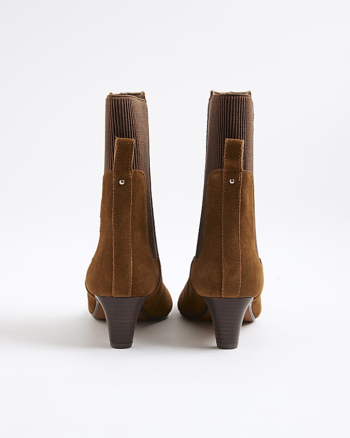 Brown Suede Low Heeled Boots