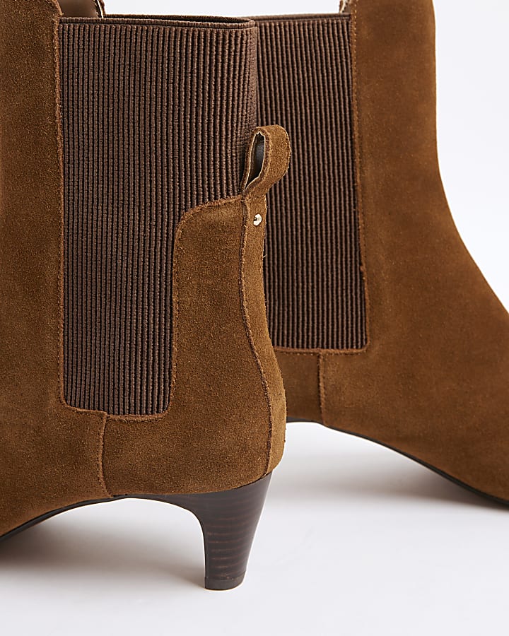 Brown Suede Low Heeled Boots