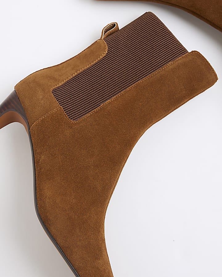 Brown Suede Low Heeled Boots