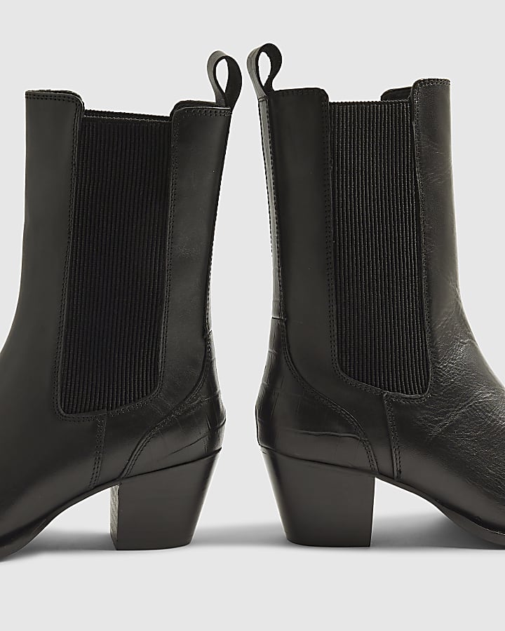 Black Leather Chelsea Western Boot