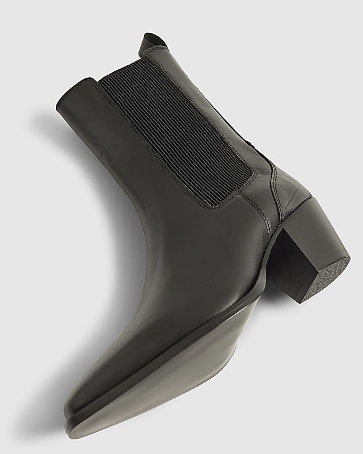 Black Leather Chelsea Western Boot