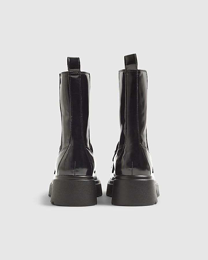 Black Snaffle Trim Loafer Ankle Boots