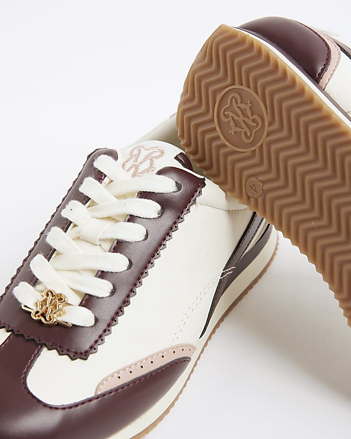 Red Faux Leather Retro Trainers