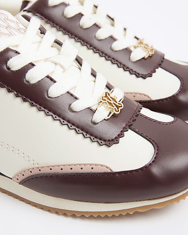 Red Faux Leather Retro Trainers
