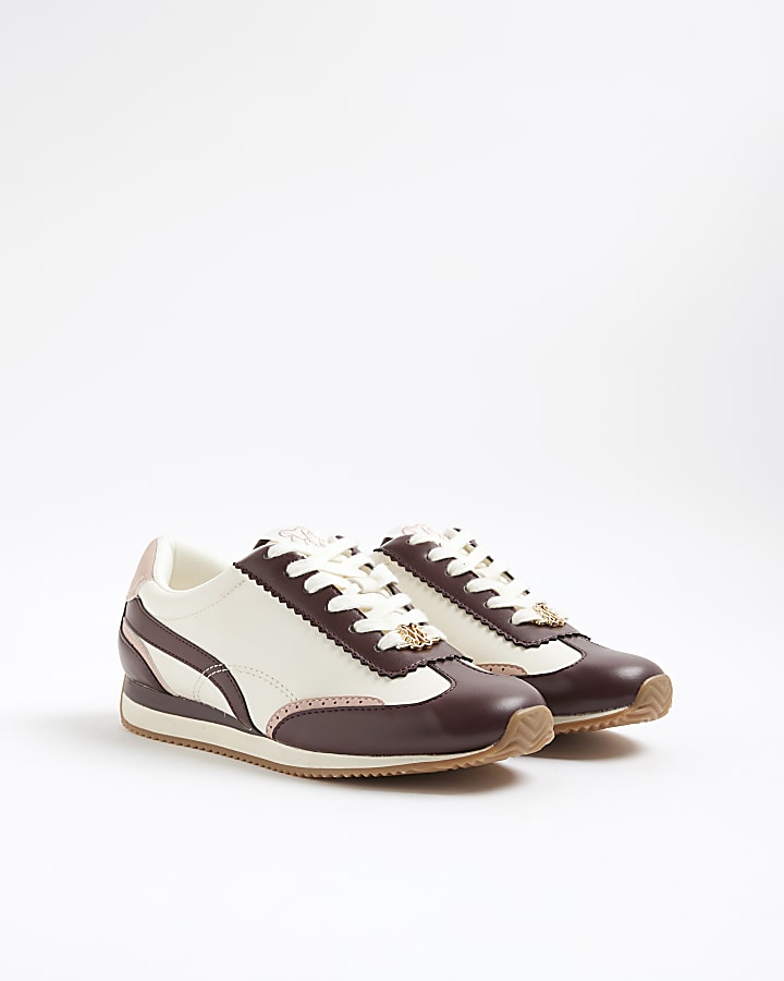 Red Faux Leather Retro Trainers