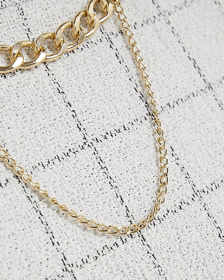 Grey Chain Detail Boucle Check Mini Skirt