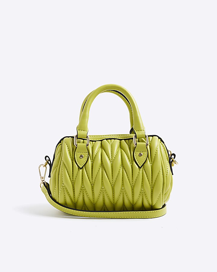 Green Quilted Mini Bowler Bag