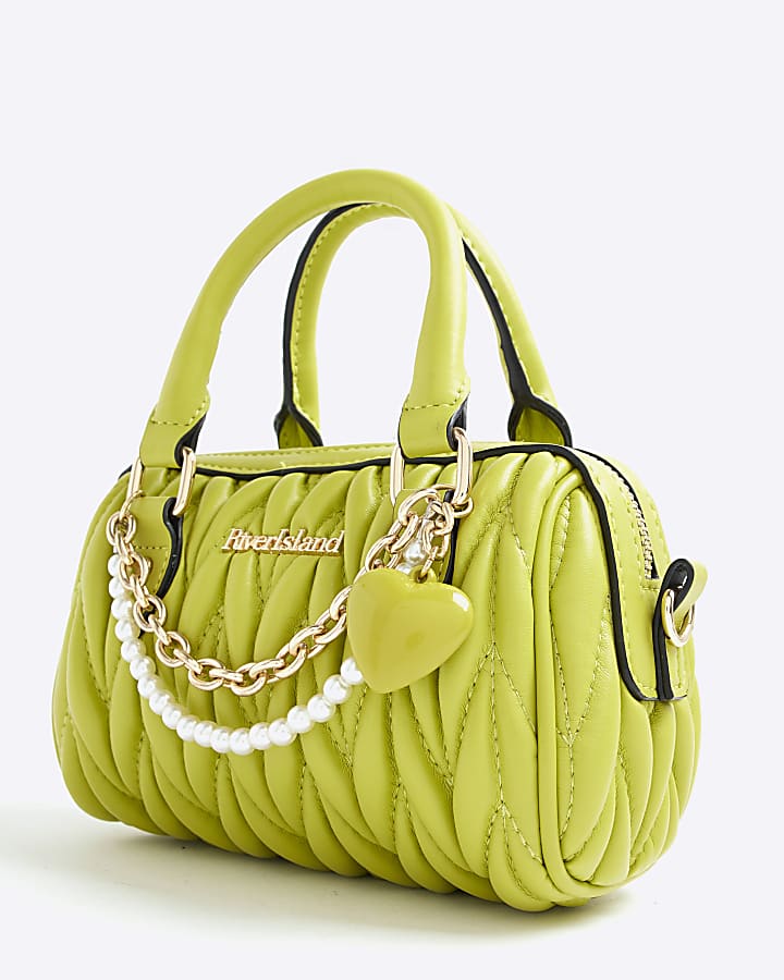 Green Quilted Mini Bowler Bag