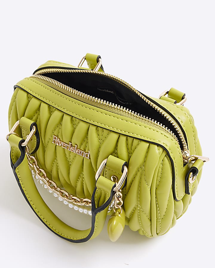 Green Quilted Mini Bowler Bag