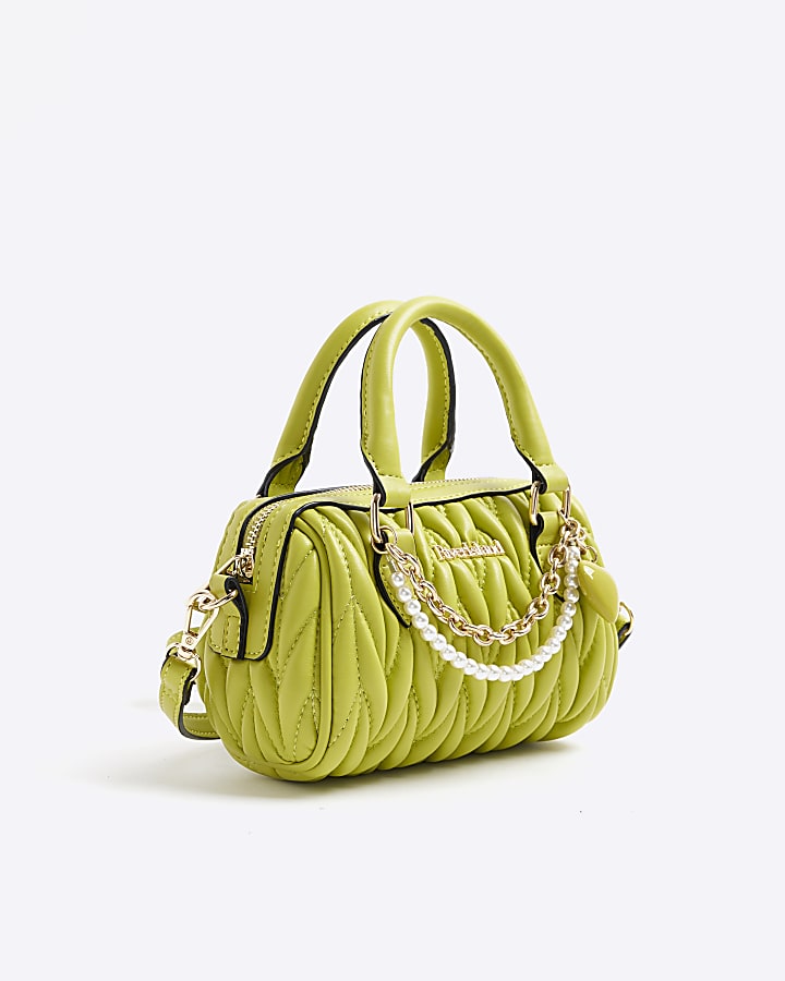 Green Quilted Mini Bowler Bag
