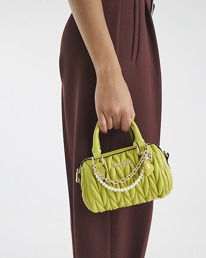 Green Quilted Mini Bowler Bag