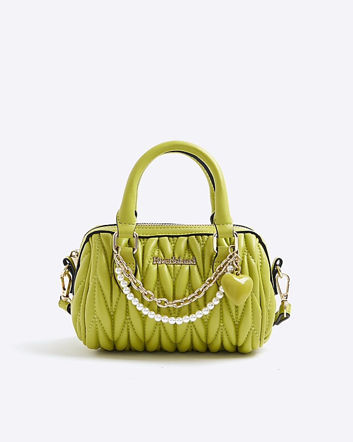 Green Quilted Mini Bowler Bag