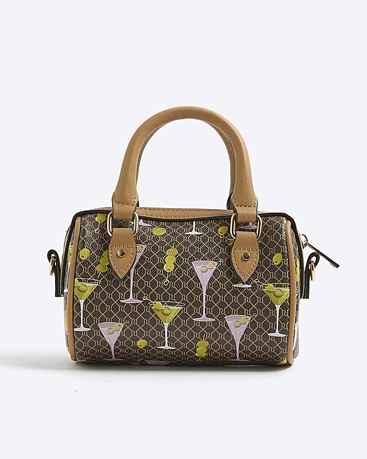 Brown Martini Monogram Print Cross Body Bag
