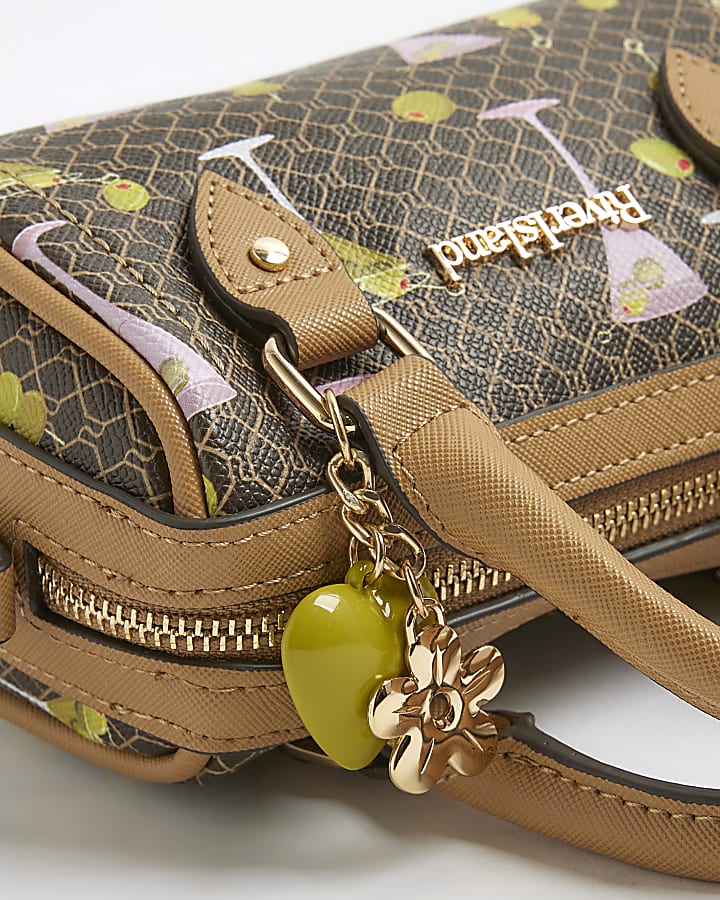 Brown Martini Monogram Print Cross Body Bag