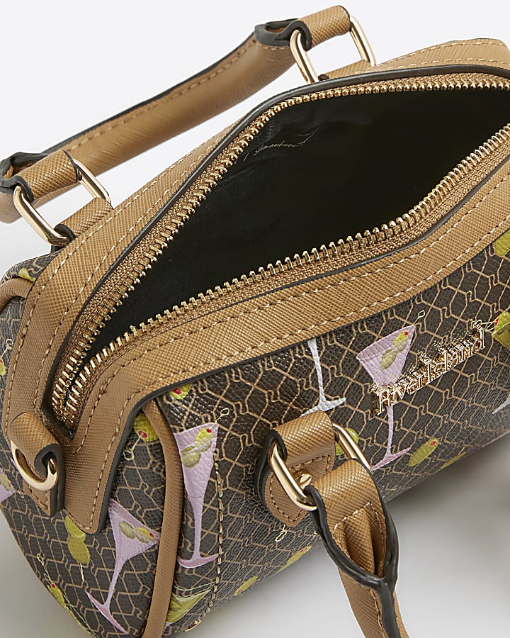 Brown Martini Monogram Print Cross Body Bag