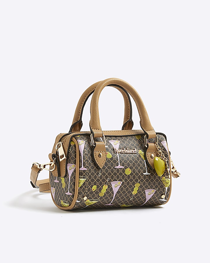 Brown Martini Monogram Print Cross Body Bag