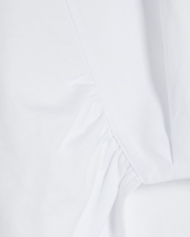 White Short Sleeve Pointed Hem T-shirt