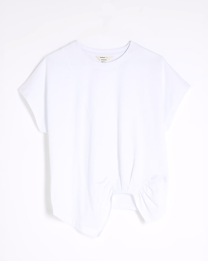 White Short Sleeve Pointed Hem T-shirt