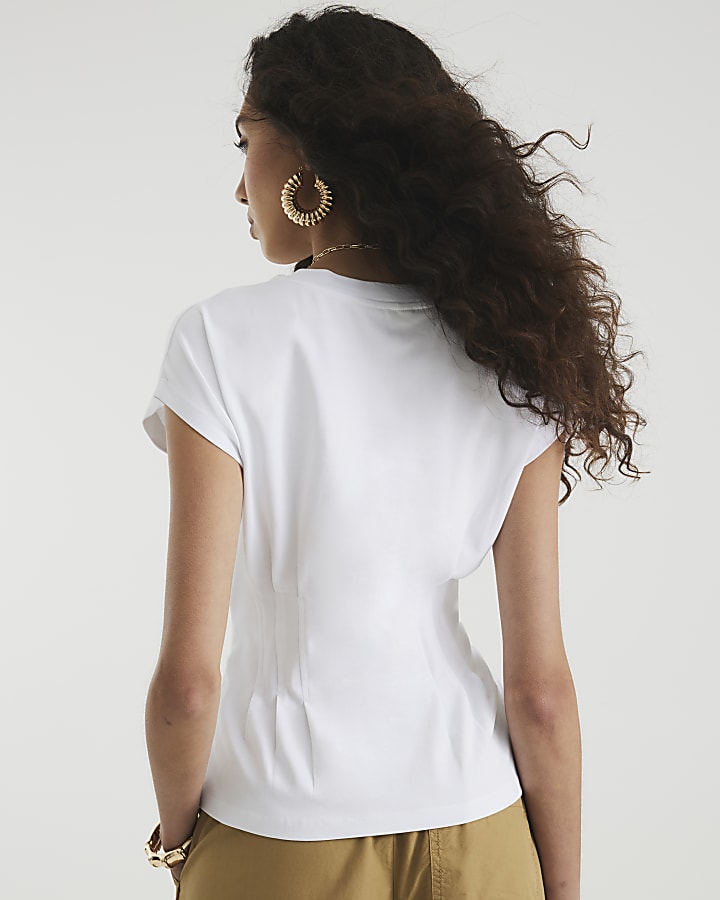 White Grown On Sleeve Seamed T-shirt