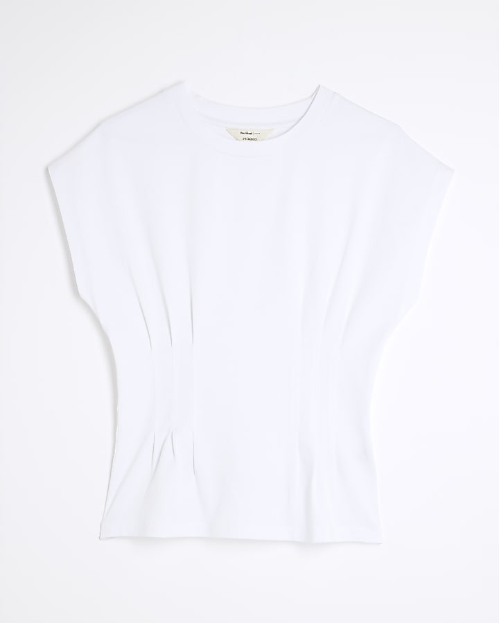 White Grown On Sleeve Seamed T-shirt