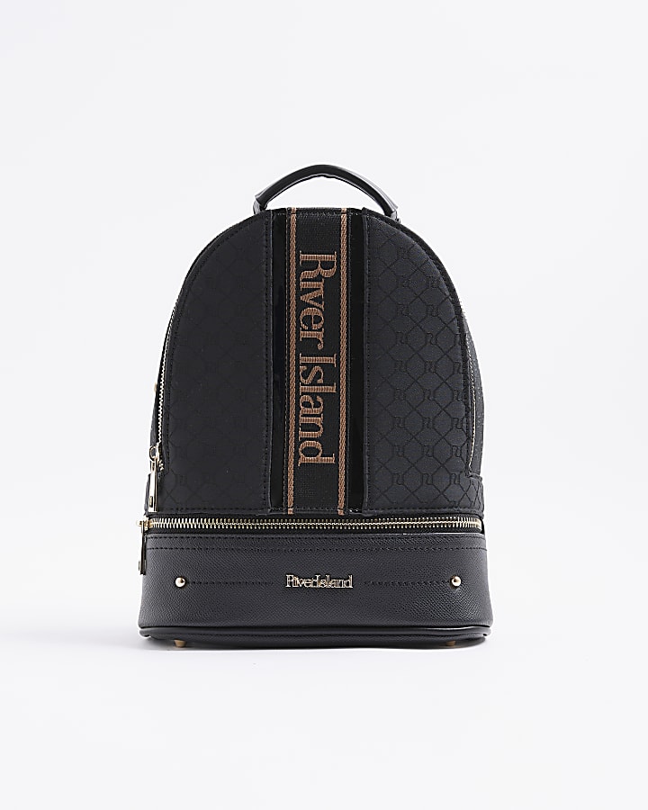 Black Webbing Logo Front Backpack