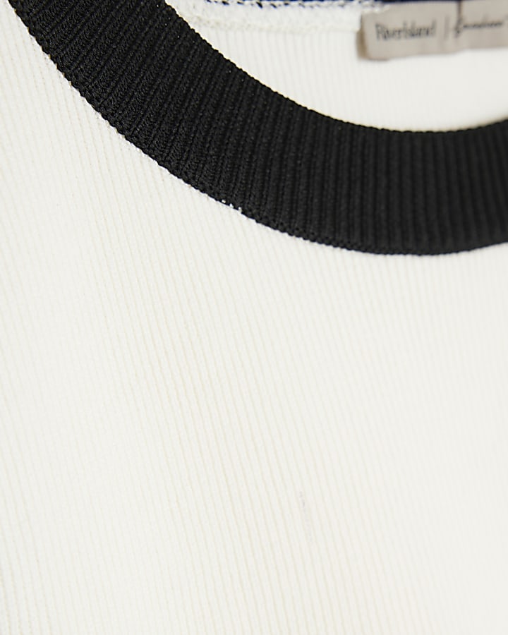 Cream Tipped Knit Tank Top