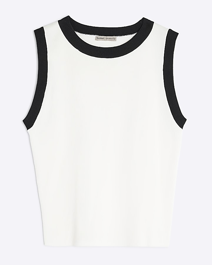 Cream Tipped Knit Tank Top