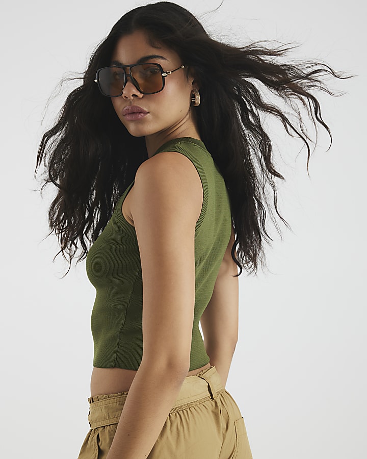Khaki Knit Tank Top