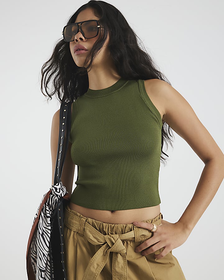Khaki Knit Tank Top